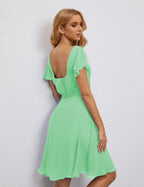 Numbersea Chiffon Bridesmaid Dress V Neck Short Cocktail Gowns For Juniors Homecoming Dresses 28077