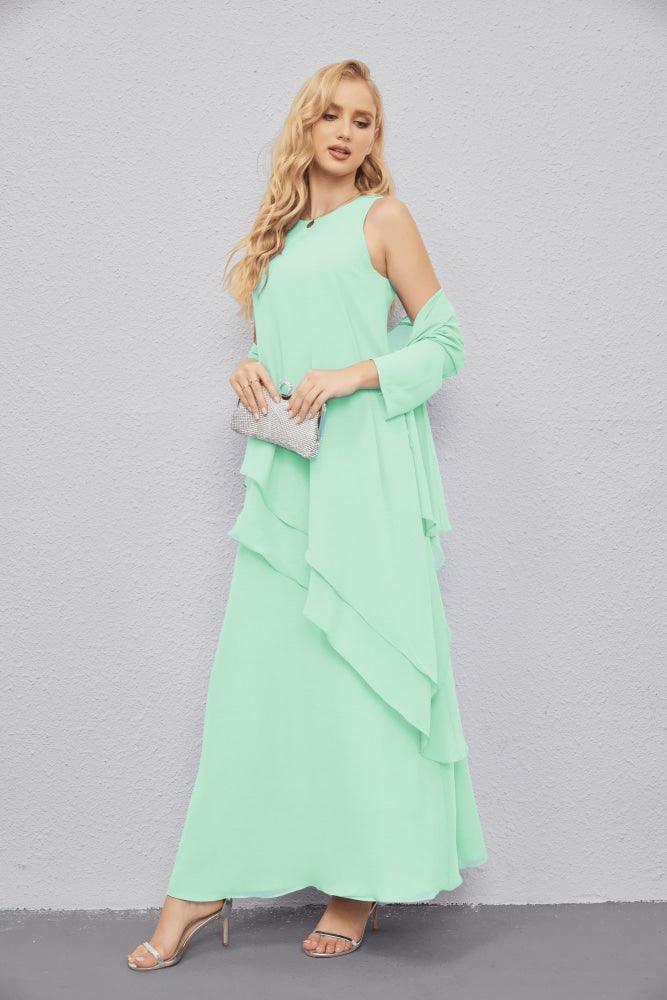Mother of Bride Dresses with Open Front Lightweight Cardigan Formal Prom Gown 28081-numbersea