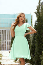 Neck Chiffon Bridesmaid Dresses Formal Cocktail Prom Gown Homecoming 28013 Mint Green