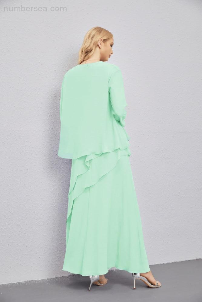 Mother of Bride Dresses with Open Front Lightweight Cardigan Formal Prom Gown 28081-numbersea