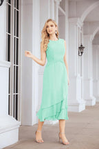 Numbersea Formal Party Gown Dress Chiffon Long Mother of The Bride Dresses with Ruffle Cape 28072 - numbersea