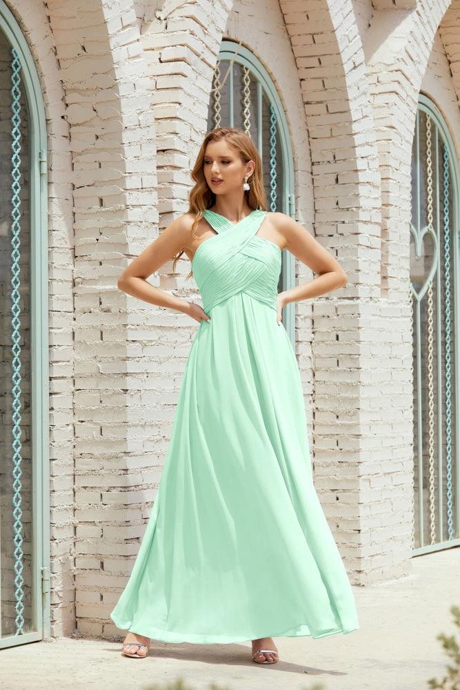 Halter Bridesmaid Dresses Formal Cocktail Prom Gown 28015-numbersea