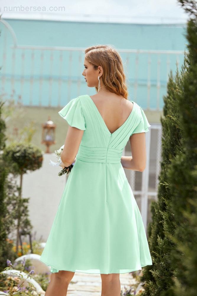 Neck Chiffon Bridesmaid Dresses Formal Cocktail Prom Gown Homecoming 28013