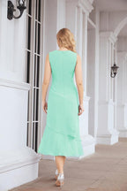 Numbersea Formal Party Gown Dress Chiffon Long Mother of The Bride Dresses with Ruffle Cape 28072 - numbersea