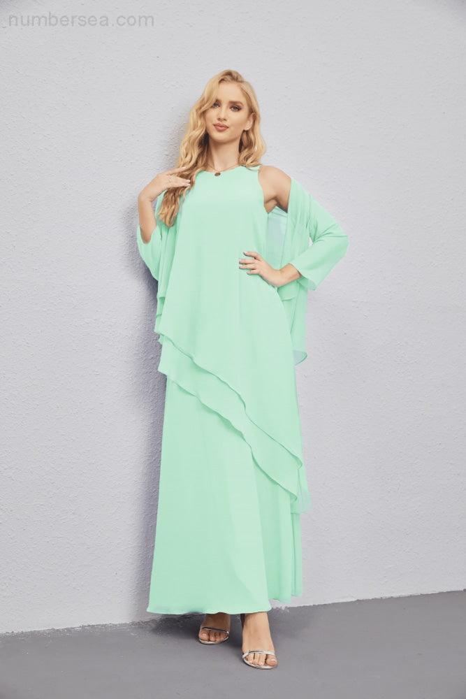 Mother of Bride Dresses with Open Front Lightweight Cardigan Formal Prom Gown 28081-numbersea
