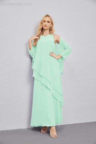 Mother of Bride Dresses with Open Front Lightweight Cardigan Formal Prom Gown 28081-numbersea