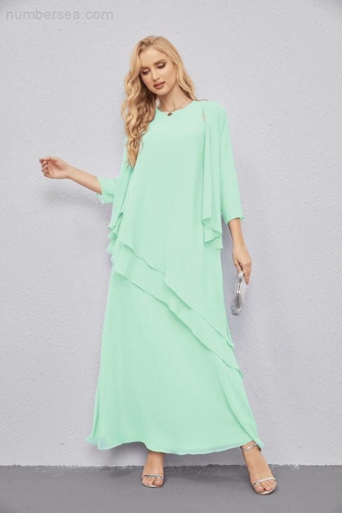 Mother of Bride Dresses with Open Front Lightweight Cardigan Formal Prom Gown 28081-numbersea