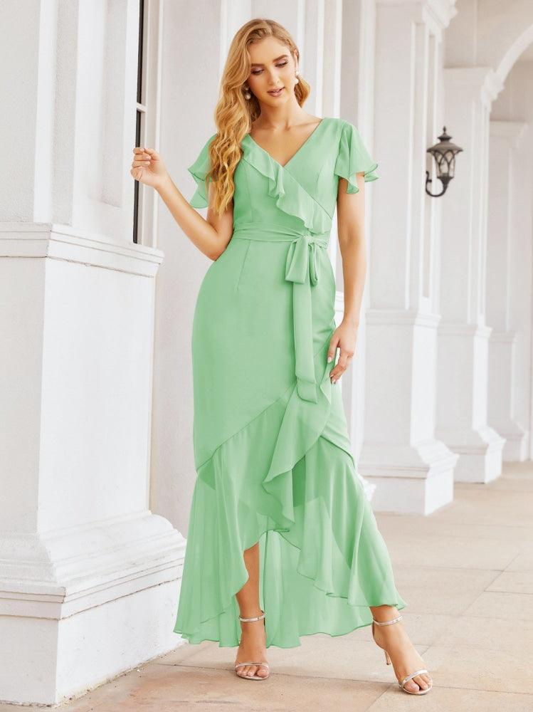 Numbersea Ruffled Bridesmaid Dresses Mermaid Formal Violin Evening Party Prom Gowns 28042-numbersea