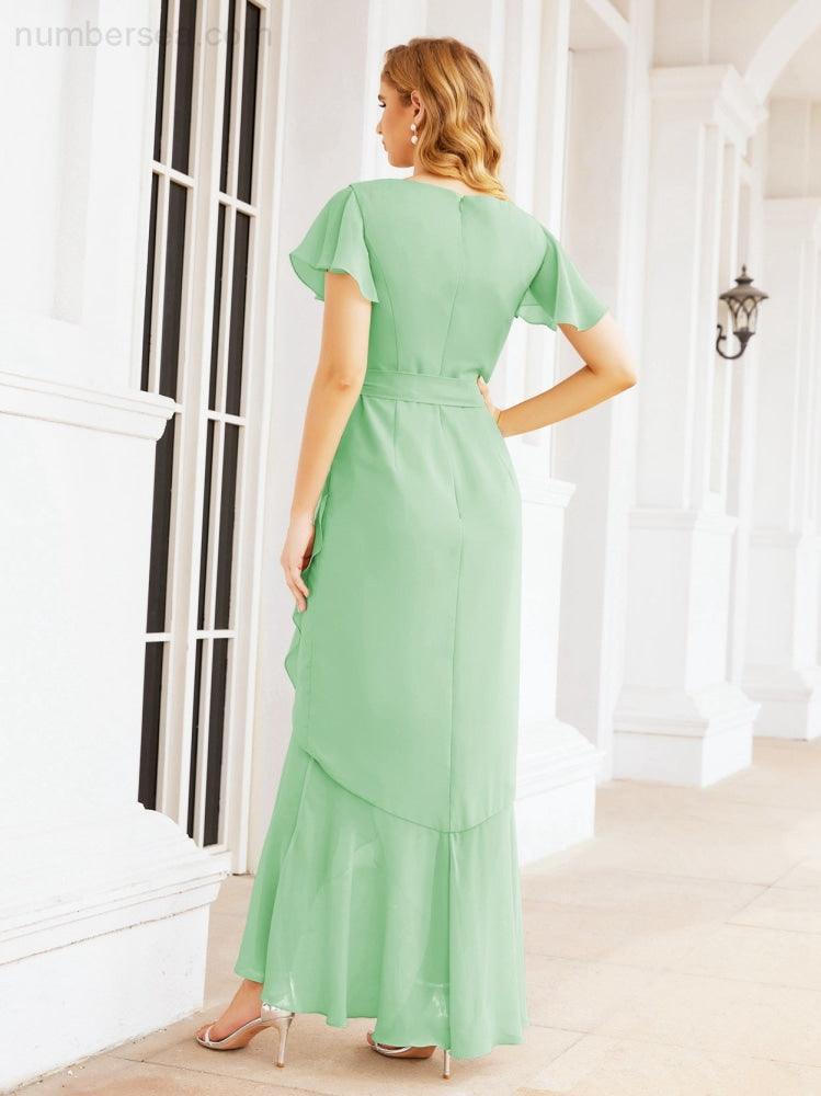 Numbersea Ruffled Bridesmaid Dresses Mermaid Formal Violin Evening Party Prom Gowns 28042-numbersea