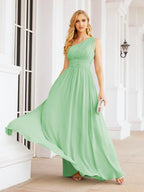 Numbersea One Shoulder Bridesmaid Dresses Long Maxi Formal Evening Party Prom Gowns 28061-numbersea