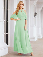 Numbersea Cold Shoulder Bridesmaid Dresses A-Line Long Formal Evening Gowns 28074-numbersea