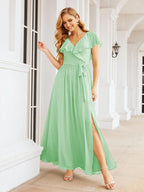 Bridesmaid Dresses with Flutter Sleeves Formal Evening Party Prom Gowns 28044-numbersea