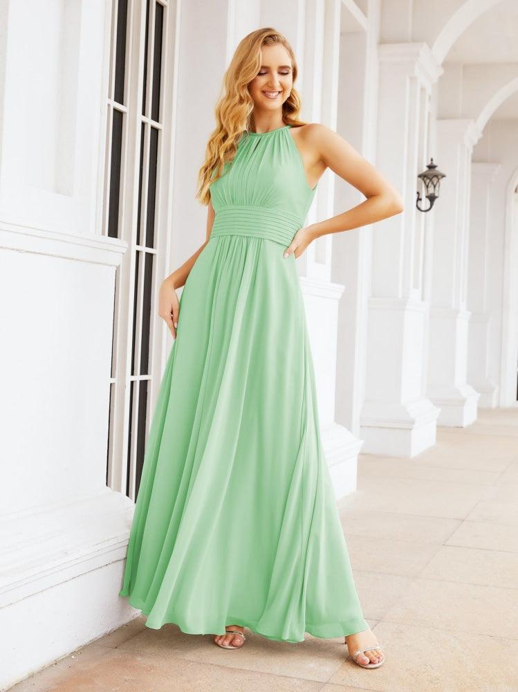 Keyhole Bridesmaid Dresses Sleeveless Formal Evening Party Prom Gowns 28043-numbersea