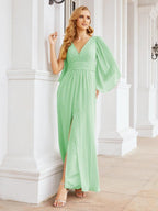 Numbersea Bridesmaid Dresses with Split for Wedding Party Flutter Sleeves 28045-numbersea