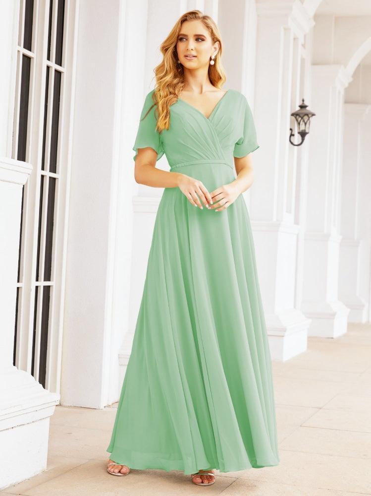 Numbersea Formal Prom Gowns for Mother of The Bride Short Sleeves Bridesmaid Dress 28049-numbersea