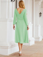 Bridesmaid Dress V-Back Waist Belt Mother of the Bride Wedding Guest 28031-numbersea
