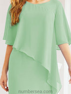 Numbersea Formal Party Gown Dress Long Chiffon Mother Of The Bride Dresses With Ruffle Cape 28026