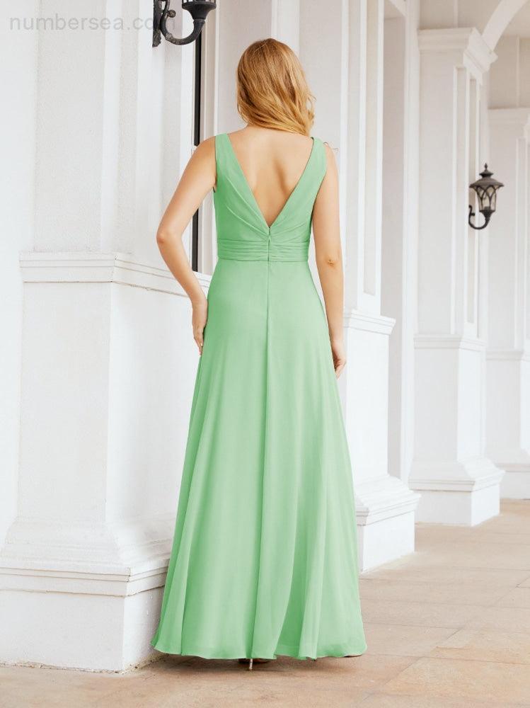 Numbersea Bridesmaid Dresses for Wedding Ruffles Long Formal Prom Gowns 28039-numbersea