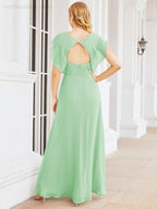 Numbersea Bridesmaid Dresses Cape Formal Prom Dress Open Back Gowns for Mother of The Bride 28058-numbersea