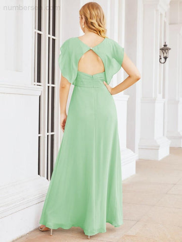 Numbersea Bridesmaid Dresses Cape Formal Prom Dress Open Back Gowns for Mother of The Bride 28058-numbersea