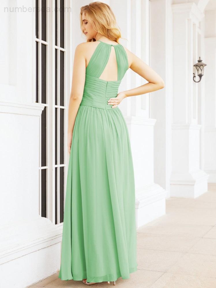 Numbersea Sleeveless Bridesmaid Dresses Long Prom Gown Zipper with Keyhole Back 28056-numbersea