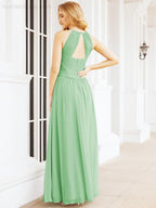 Numbersea Sleeveless Bridesmaid Dresses Long Prom Gown Zipper with Keyhole Back 28056-numbersea