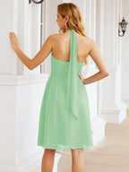 Numbersea Neckholder-Brautjungfernkleid aus Chiffon, kurz, ärmellos, formelles Partykleid, offener Rücken, 28023