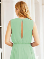 Numbersea Sleeveless Long Bridesmaid Dress A line Formal Evening Prom Gown 28025-numbersea