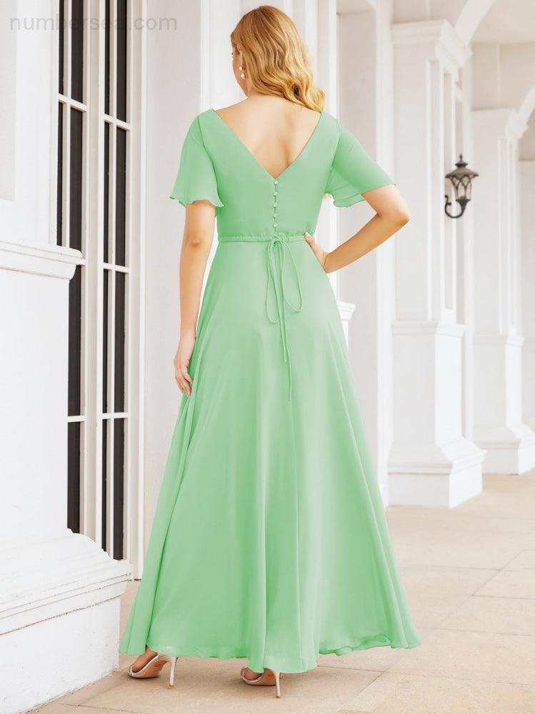 Numbersea Formal Prom Gowns for Mother of The Bride Short Sleeves Bridesmaid Dress 28049-numbersea