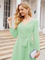 Bridesmaid Dress V-Back Waist Belt Mother of the Bride Wedding Guest 28031-numbersea