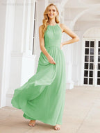 Numbersea Sleeveless Bridesmaid Dresses Long Prom Gown Zipper with Keyhole Back 28056-numbersea