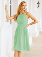 Numbersea Neckholder-Brautjungfernkleid aus Chiffon, kurz, ärmellos, formelles Partykleid, offener Rücken, 28023