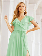 Bridesmaid Dresses with Flutter Sleeves Formal Evening Party Prom Gowns 28044-numbersea