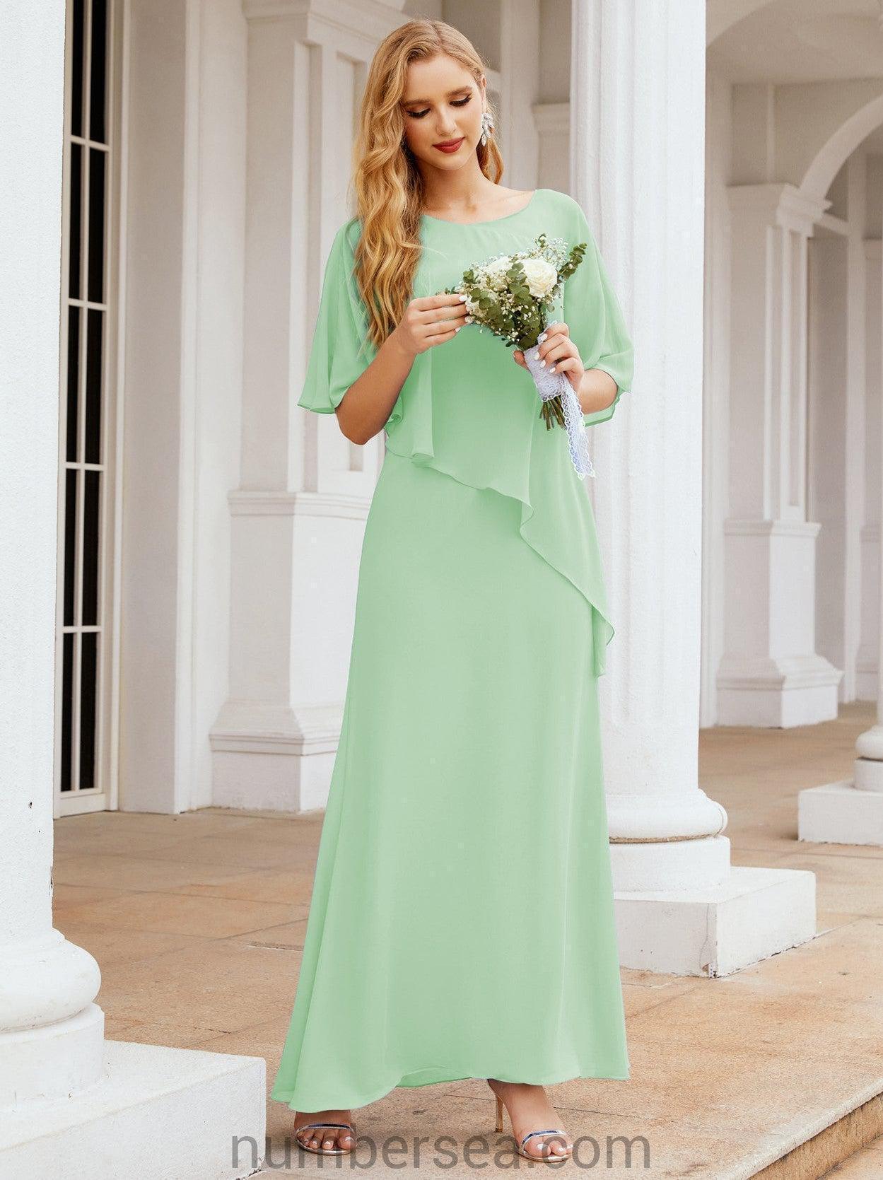 Numbersea Formal Party Gown Dress Long Chiffon Mother Of The Bride Dresses With Ruffle Cape 28026