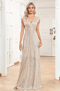 Mother of the Bride Dress Champagne Sparkly A-Line With Sleeveless