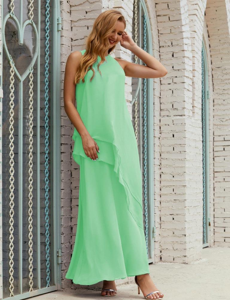 Chiffon Long Plus Size Mother Of Bride Dresses Formal Bridesmaid Prom Gown 28019 Mint Green