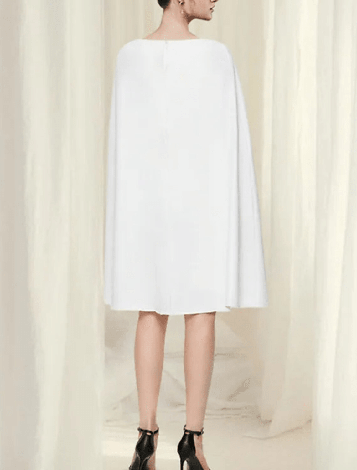 Etui-/Säulenkleid für Hochzeitsgäste, minimalistisches Kleid, Party-Kleidung, knielang, ärmellos, Rundhalsausschnitt, Chiffon mit reiner Farbe