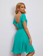 Numbersea Chiffon Bridesmaid Dress V Neck Short Cocktail Gowns For Juniors Homecoming Dresses 28077