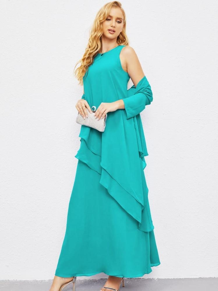 Mother of Bride Dresses with Open Front Lightweight Cardigan Formal Prom Gown 28081-numbersea