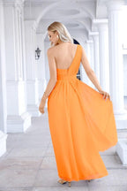Ladies Chiffon One Shoulder Bridesmaid Evening Dress Wedding Party Evening Dress 28133-numbersea