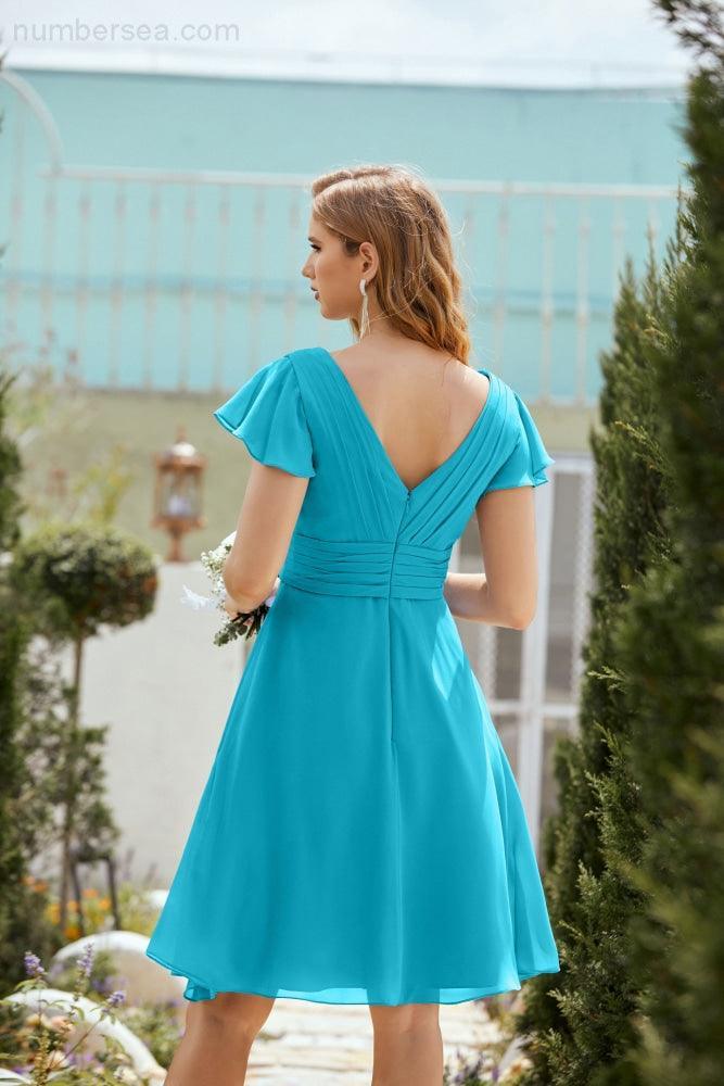 Neck Chiffon Bridesmaid Dresses Formal Cocktail Prom Gown Homecoming 28013