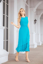 Numbersea Formal Party Gown Dress Chiffon Long Mother of The Bride Dresses with Ruffle Cape 28072 - numbersea