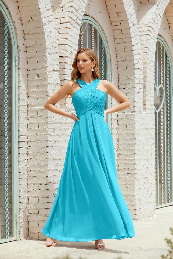 Halter Bridesmaid Dresses Formal Cocktail Prom Gown 28015-numbersea