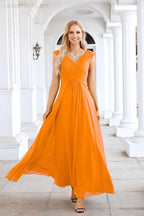 Ladies Chiffon V Neck Sleeveless Floor Length Bridesmaid Evening Dress Wedding Party Evening Dress 28126-numbersea