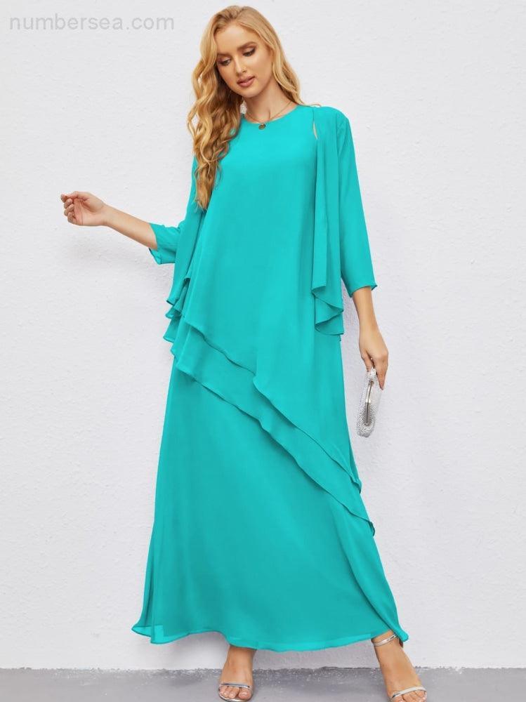 Mother of Bride Dresses with Open Front Lightweight Cardigan Formal Prom Gown 28081-numbersea