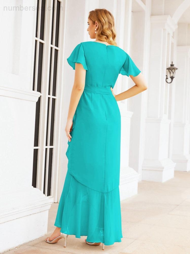 Numbersea Ruffled Bridesmaid Dresses Mermaid Formal Violin Evening Party Prom Gowns 28042-numbersea