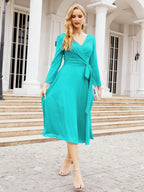 Bridesmaid Dress V-Back Waist Belt Mother of the Bride Wedding Guest 28031-numbersea
