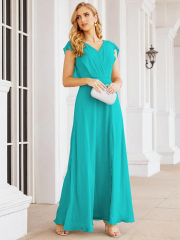 Numbersea Bridesmaid Dresses Cape Formal Prom Dress Open Back Gowns for Mother of The Bride 28058-numbersea