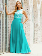 Lace Bridesmaid Dress Floor Length Evening Gowns with Pockets 28017-numbersea