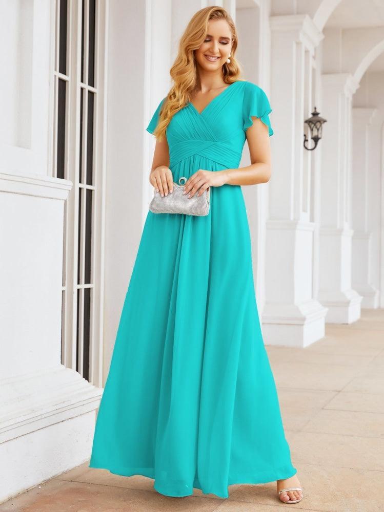 Numbersea Formal Prom Gowns for Mother of The Bride Cap Sleeves Bridesmaid Dress 28047-numbersea